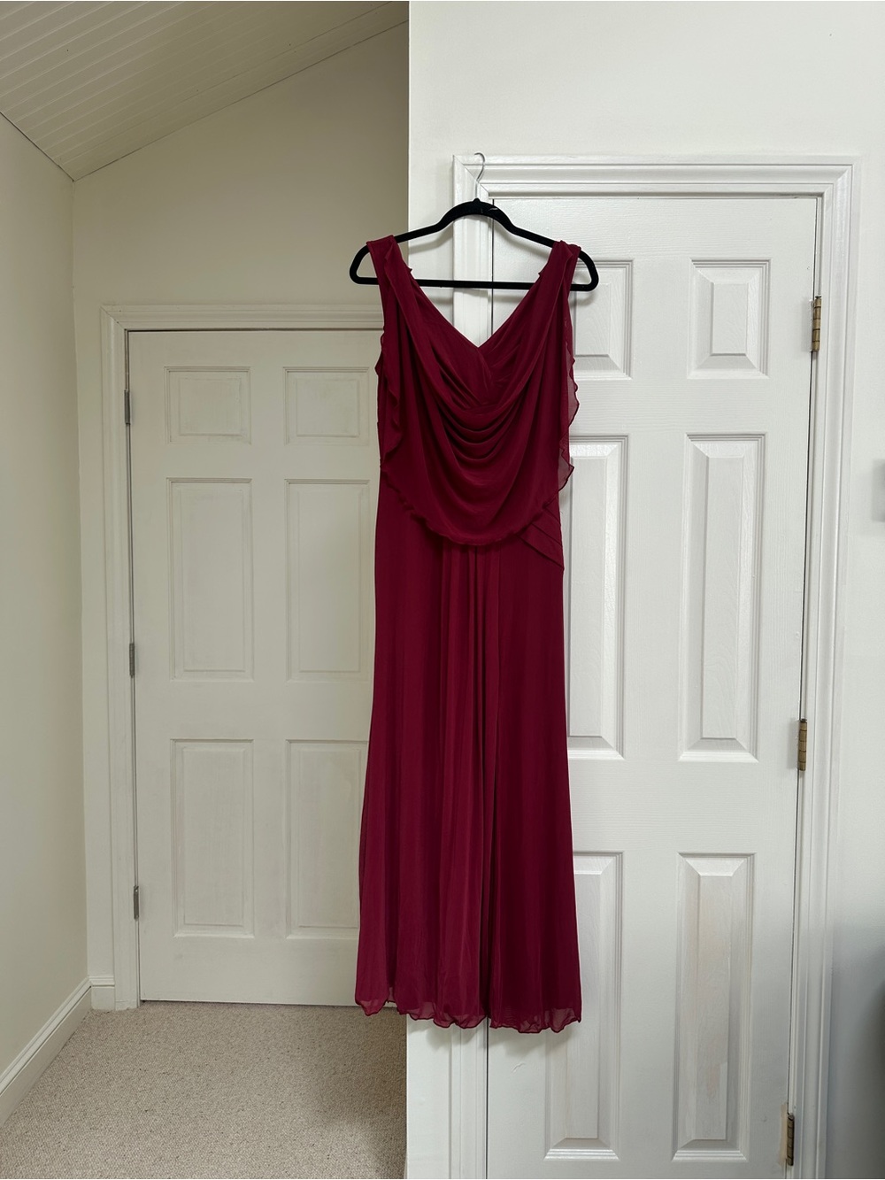 Amazon Women's Burgundy Sleeveless Draped Midi Dress